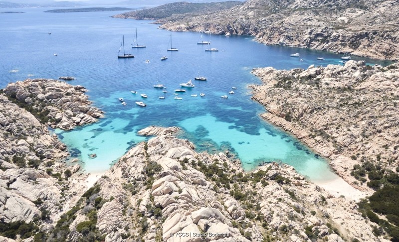 The Southern Wind yachts at anchor in Cala Coticcio - Caprera island