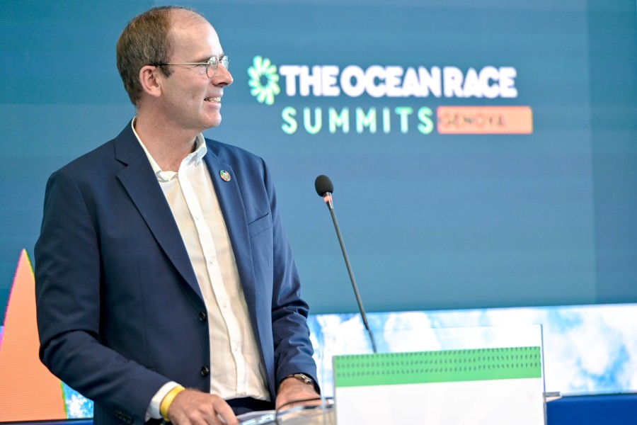 Richard Brisius, Race Chairman of The Ocean Race, speaking at The Ocean Race Summit Genova held today.   ©Sailing Energy/The Ocean Race