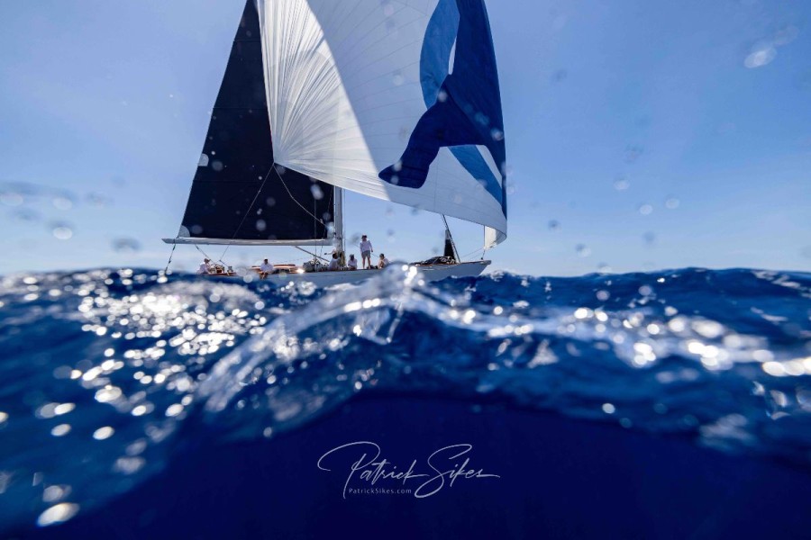 64-foot Spirit Yacht Chloe Giselle with her colourful spinnaker