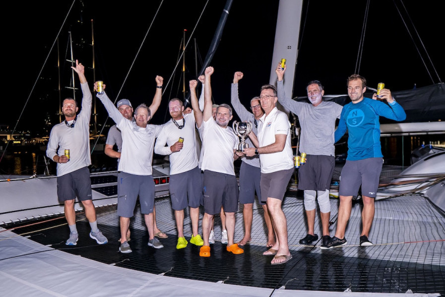 Argo celebrate winning the 2024 RORC Caribbean 600 (Sam Goodchild far right) &copy; RORC