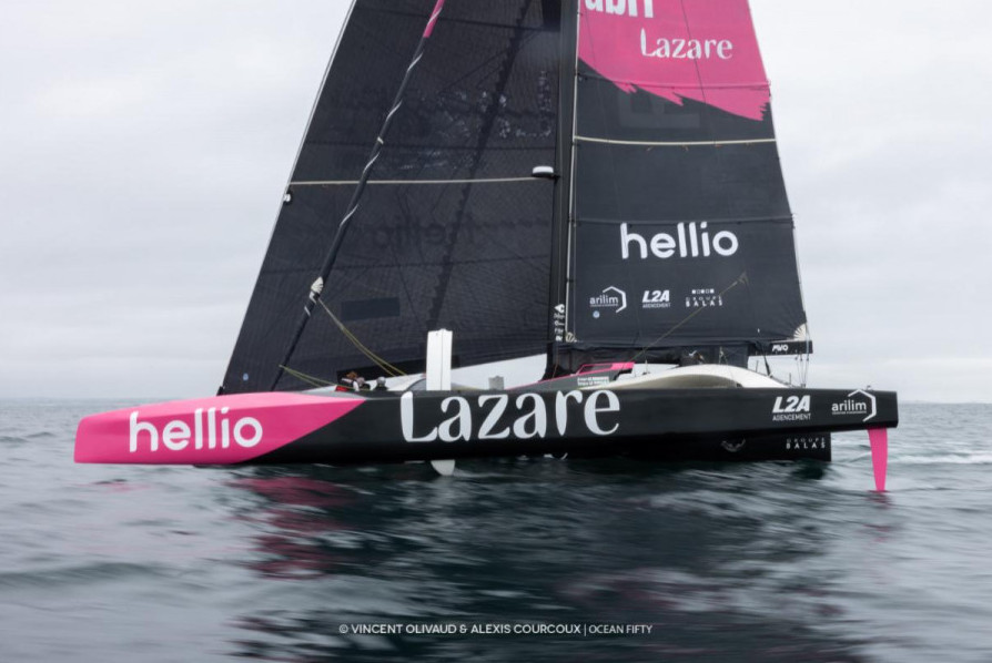 Tanguy le Turquais and Erwan Le Draoulec's Lazare is currently second in the Ocean Fifty Championship  © Alexis Courcoux/Vincent Olivaud
