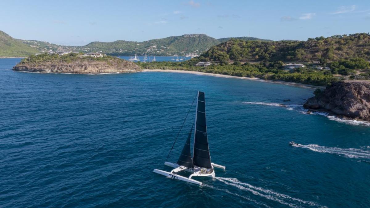 After crossing the line, Argo heads to the dock to celebrate their line honours and race record victory  &copy; @roddyacqua