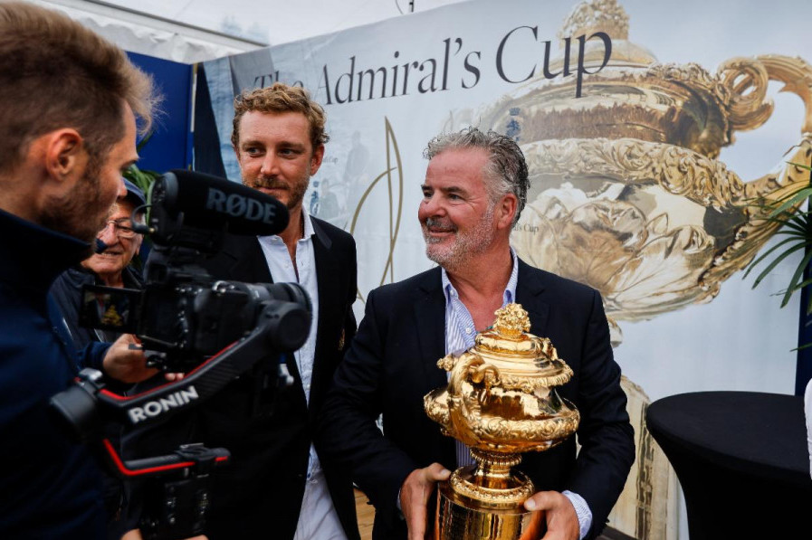 Peter Harrison, skipper of Jolt 3 (YCM), alongside Pierre Casiraghi, with the Admiral's Cup © Arthur Daniel/RORC