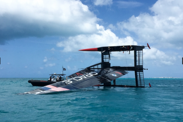 Oracle Team AC 50 capsized