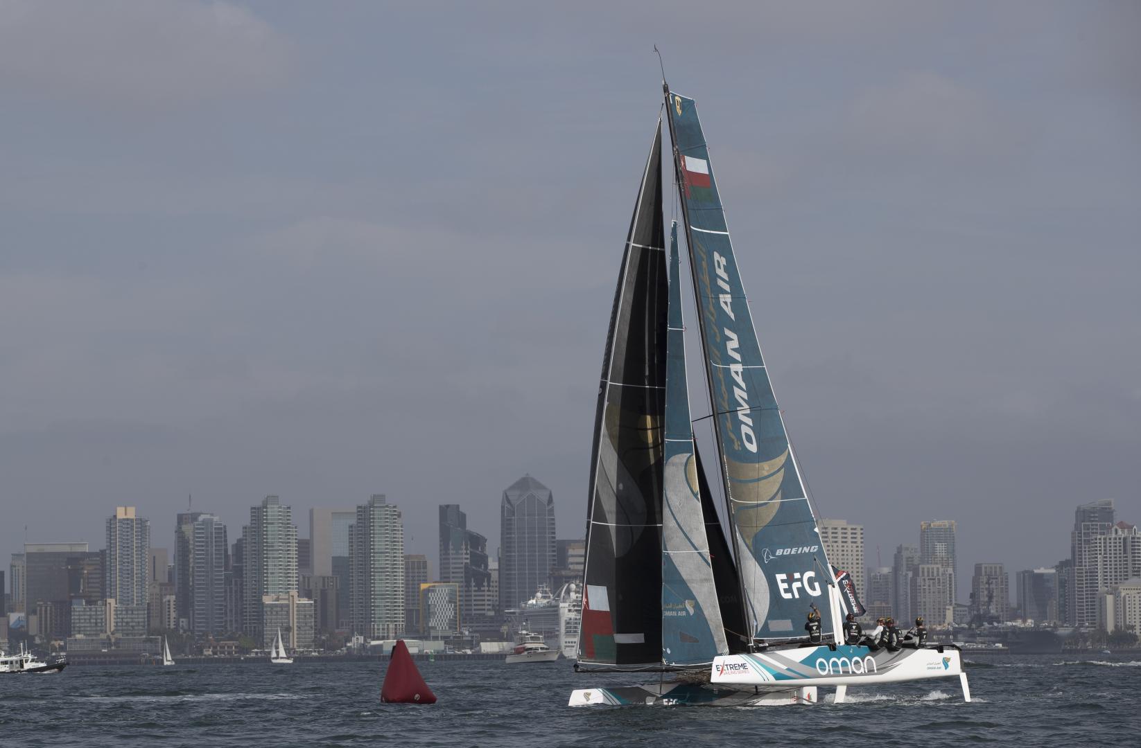 Oman Air crew on Extreme Sailing Series San Diego opening day
