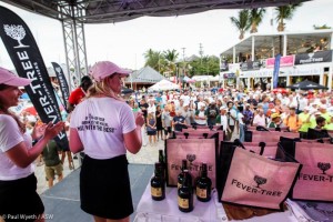 A sea of pink Fever-Tree caps at the Antigua Yacht Club prizegiving following racing © Paul Wyeth/pwpictures.com
