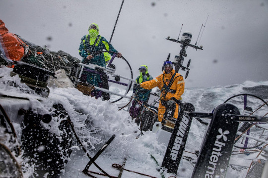 Leg 9, from Newport to Cardiff, day 5 on board Team AkzoNobel. The boat is flying along and making serious ground. 24 May, 2018. Konrad Frost/Volvo Ocean Race