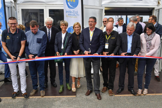 Opening of the GGR Race village in Les Sables D'Olonne, France. Cutting the ribbon