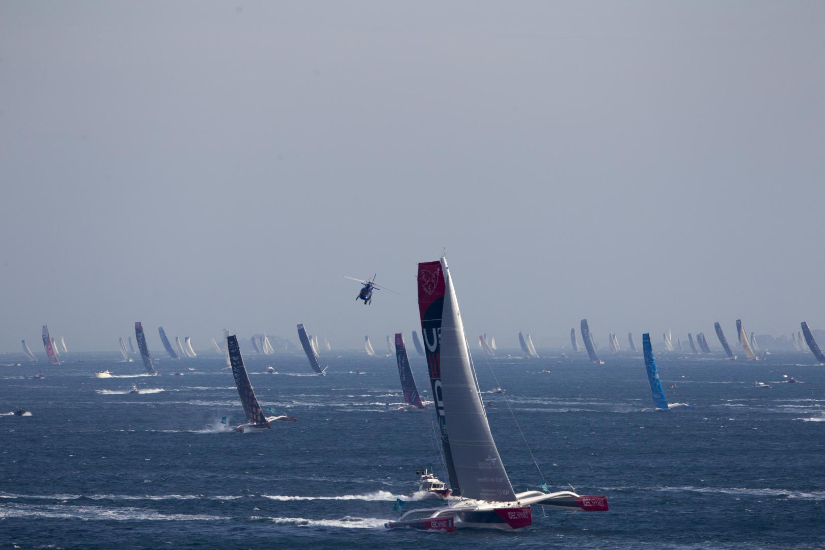 Spectacular scenes off Saint Malo as the 2018 Route du Rhum-Destination Guadeloupe gets underway in perfect conditions