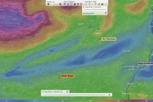 Relative positions of Uku Randmaa and Istvan Kopar in the Atlantic at 1100 UTC today