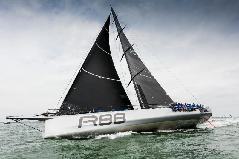 Setting a new monohull record after rounding the Fastnet Rock on Sunday afternoon - George David's  maxi Rambler 88
