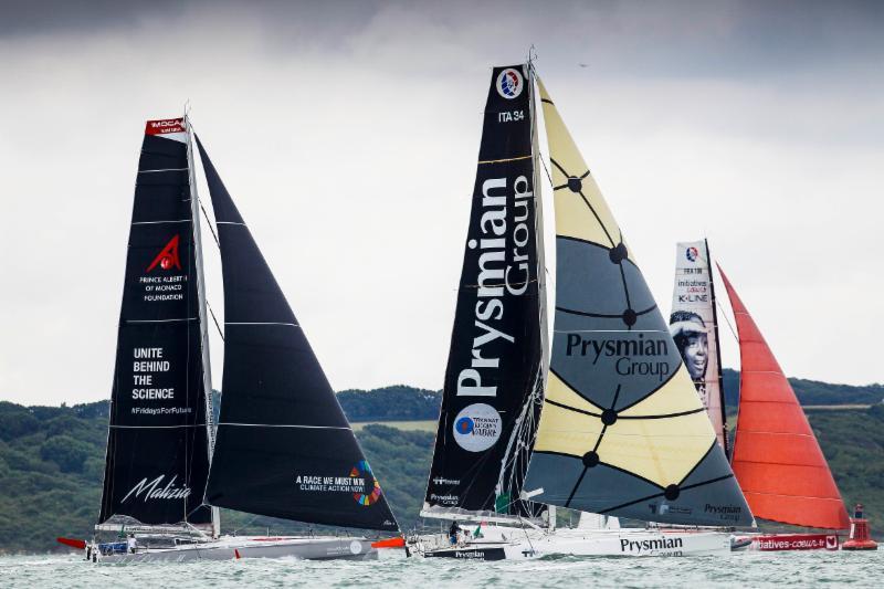 Malizia - Yacht Club de Monaco, Prysmian Group and Initiatives Coeur after the start of the Rolex Fastnet Race 