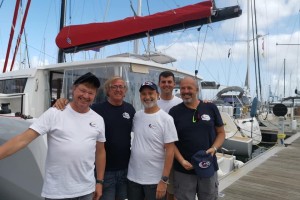L'equipaggio di Minimole da Las Palmas a Capo Verde: da sinistra Aldo Fumagalli, Patrick Phelipon, Carlo Pozzi, Claudio Crudele, Marco Corno.