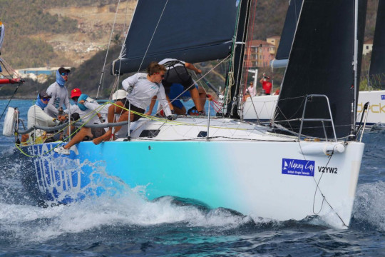 Pamela Baldwin's on J/122 Liquid in the the BVI Spring Regatta. © Ingrid Abery