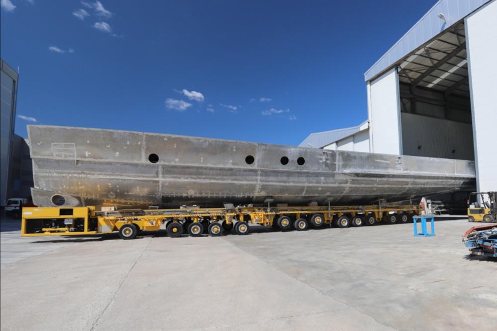 Alia turns hull of its first 36m all-aluminium shadow vessel