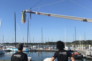Giancarlo e il team Prysmian Ocean Racing il giorno del varo al porto di Lorient @Prysmian Ocean Racing