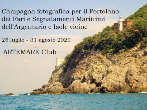 Il manifesto di Artemare della campagna fotografica per il Portolano dei Fari e Segnalamenti Marittimi dell'Argentario e Isole vicine