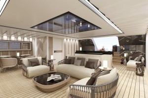 CRN M/Y 138, the living in the beach area