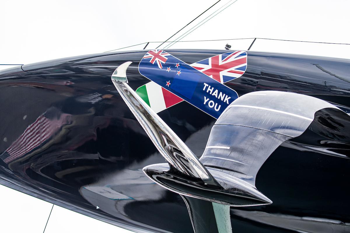 Patriot is launched with a tribute to the assistance provided by Emirates Team New Zealand, Auckland's first responders, rescue services, Luna Rossa Prada Pirelli, INEOS Team UK, and others