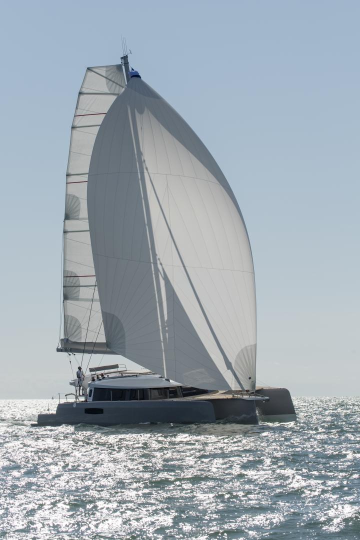 One of the Neel tris’ most useful characteristics is the ability to sail deeper angles downwind than most multihulls