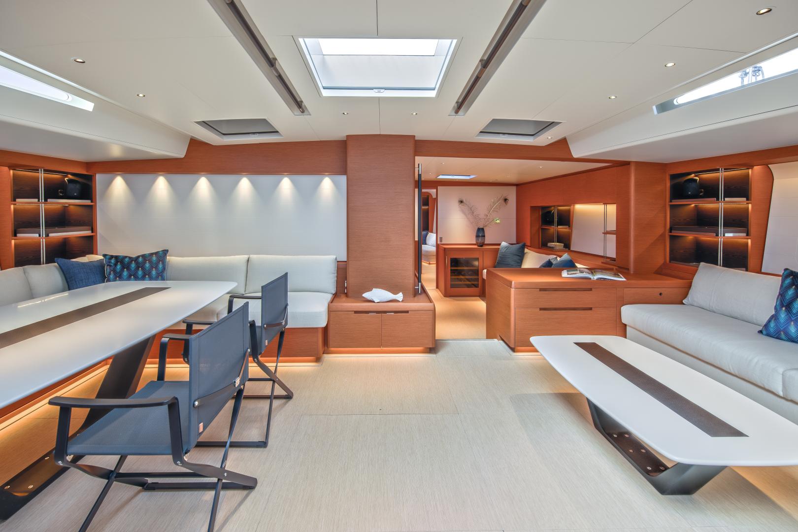 The interior is classic Nauta, luxuriously understated and strikingly modern but with a strong nautical character