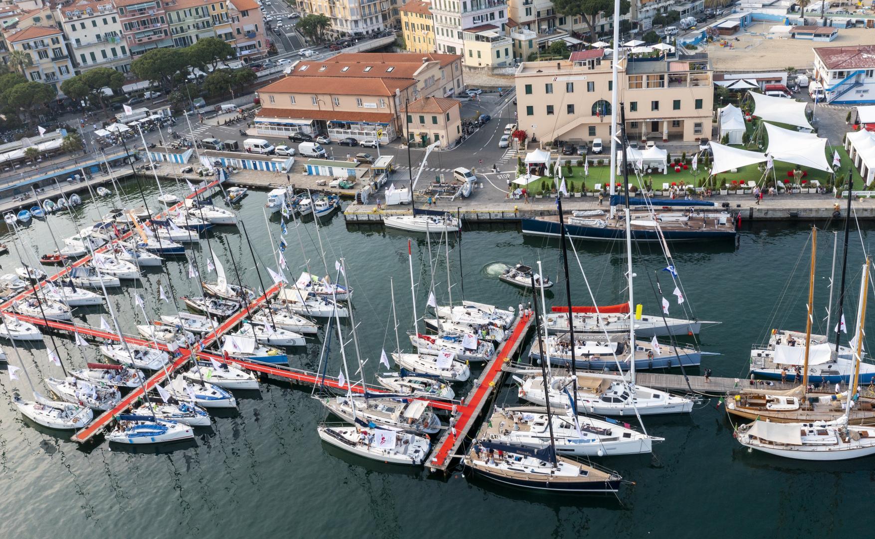 Magic Carpet Cubed holds centre stage, immediately off the Yacht Club Sanremo and the Rolex Giraglia race village.