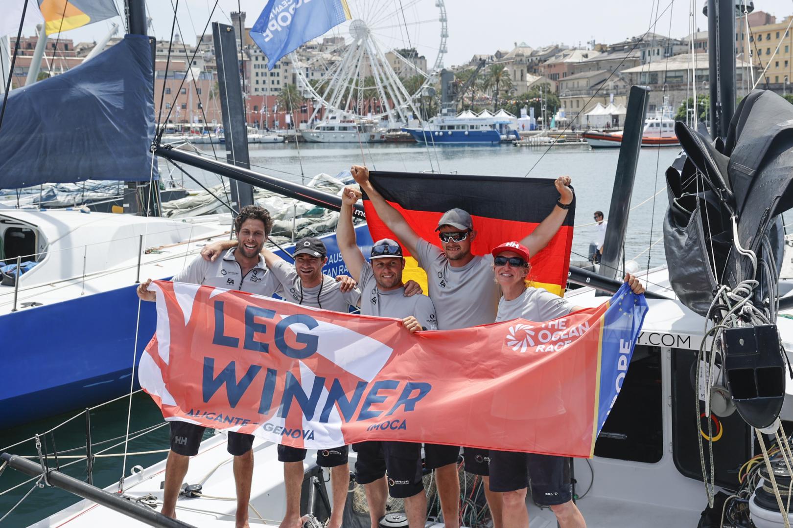 The finish of Leg 3 of The Ocean Race Europe from Alicante, Spain into Genova, Italy.