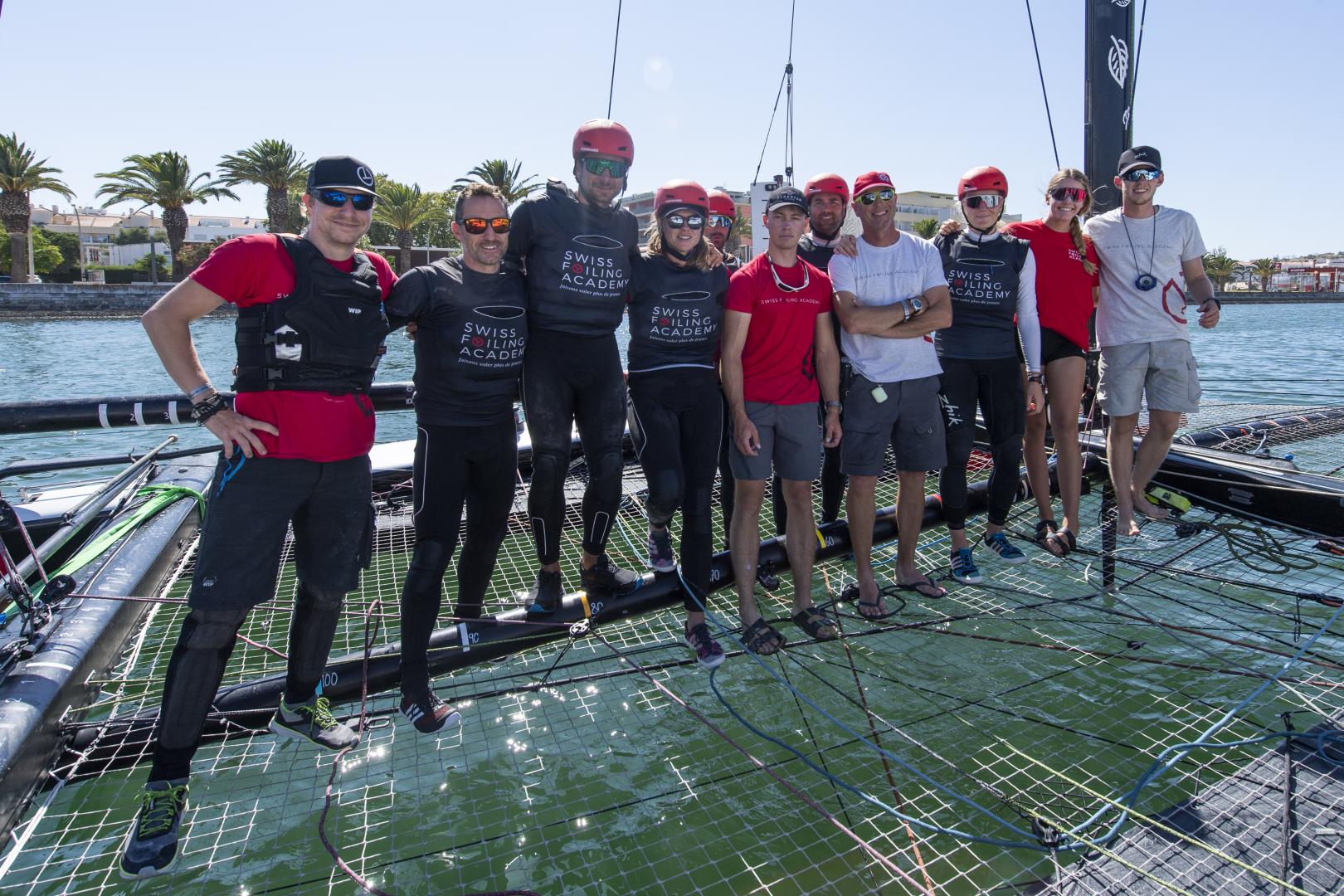 The Swiss Foiling Academy is led by Julien Monnier and Loick Forestier (second and third from left). 