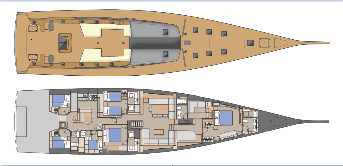 Plans of the SW108#01 Hybrid: a proper smart custom yacht
