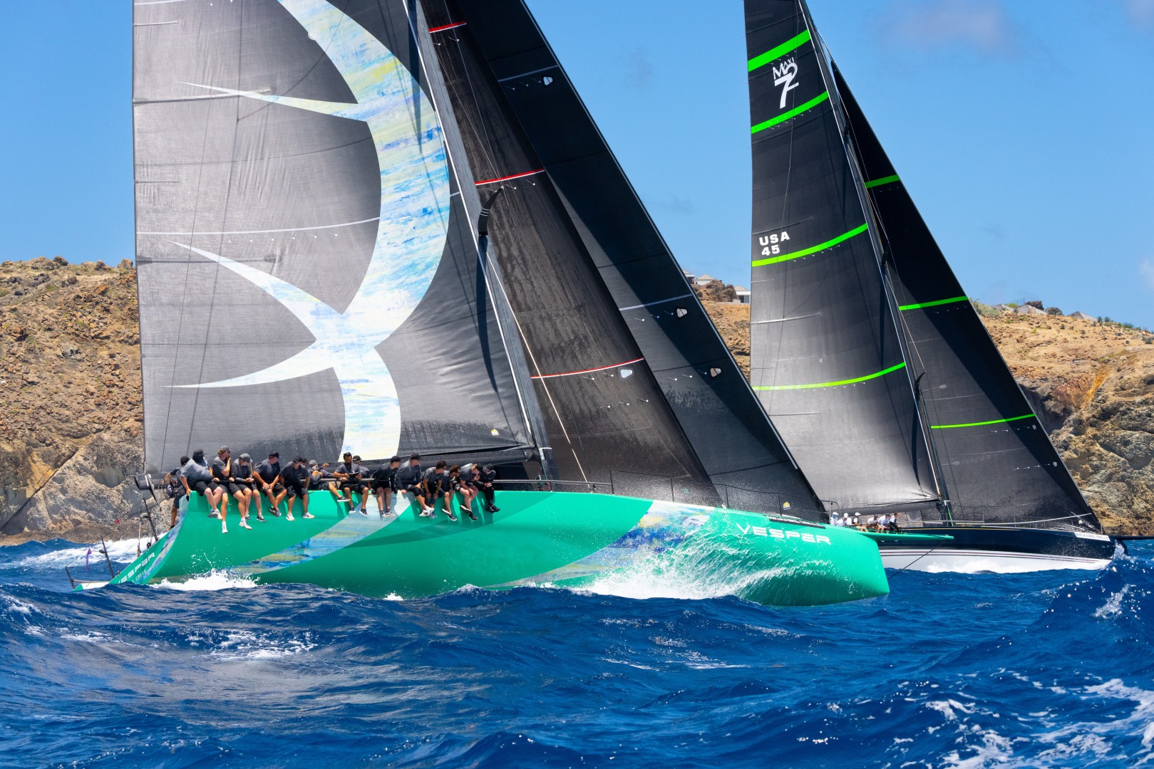 Tight racing between Vesper and Bella Mente on day three of Les Voiles de St Barth Richard Mille.
Photo: Christophe Jouany.