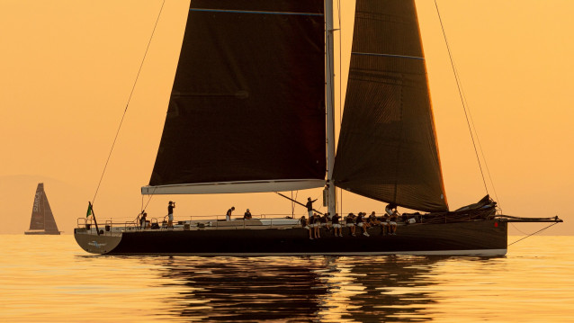 Magic Carpet Cubed ghosts towards the Genoa finish line with ARCA SGR. Photo: Studio Borlenghi / ROLEX.