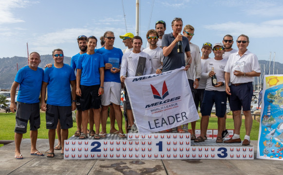 Wilma and Nika on the first step of the podium of the Melges World League Sardinia Grand Prix in Villasimius