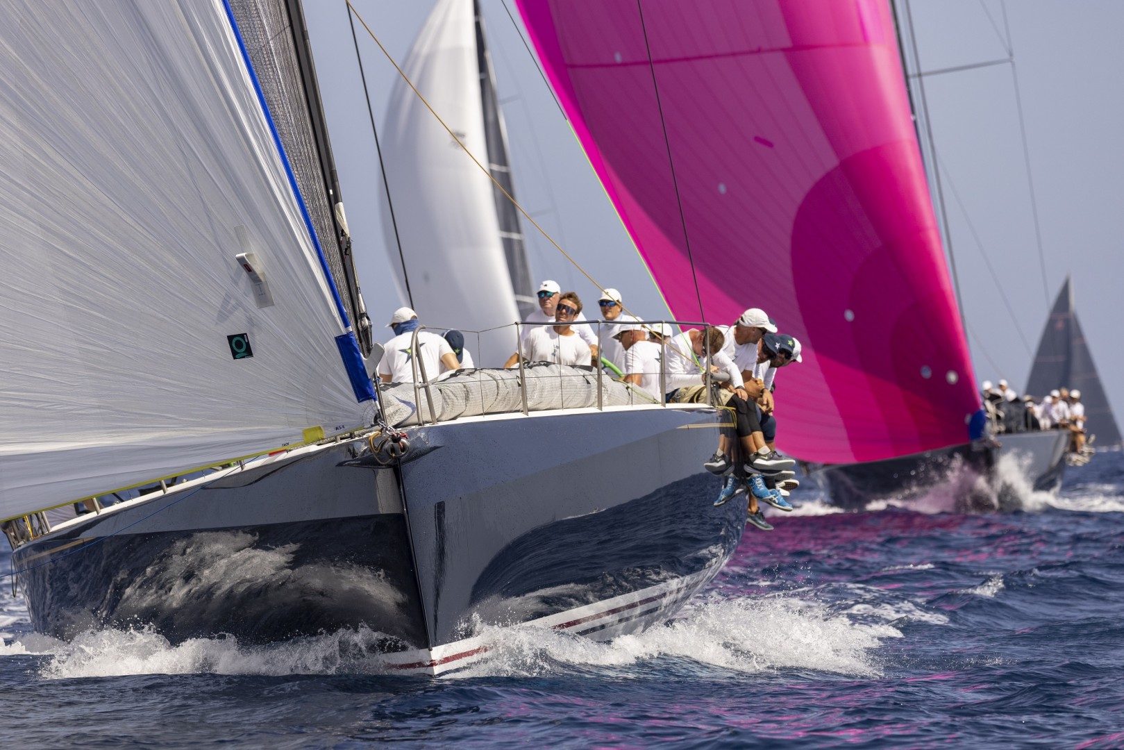 Hap Fauth's 74ft Bella Mente today scored her first bullet of this year's Maxi Yacht Rolex Cup