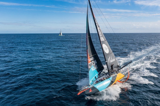 Leg 3 Day 32 onboard Team Malizia. Drone view of Team Malizia and Team Holcim - PRB neck to neck after 32 days of racing.
© Antoine Auriol