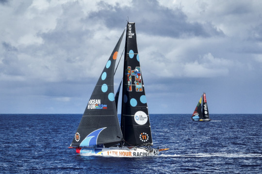 Leg 4 onboard 11th Hour Racing Team. Malama and Team Malizia sail north, towards the equator, urrounded by clouds of the Doldrums.
© Amory Ross