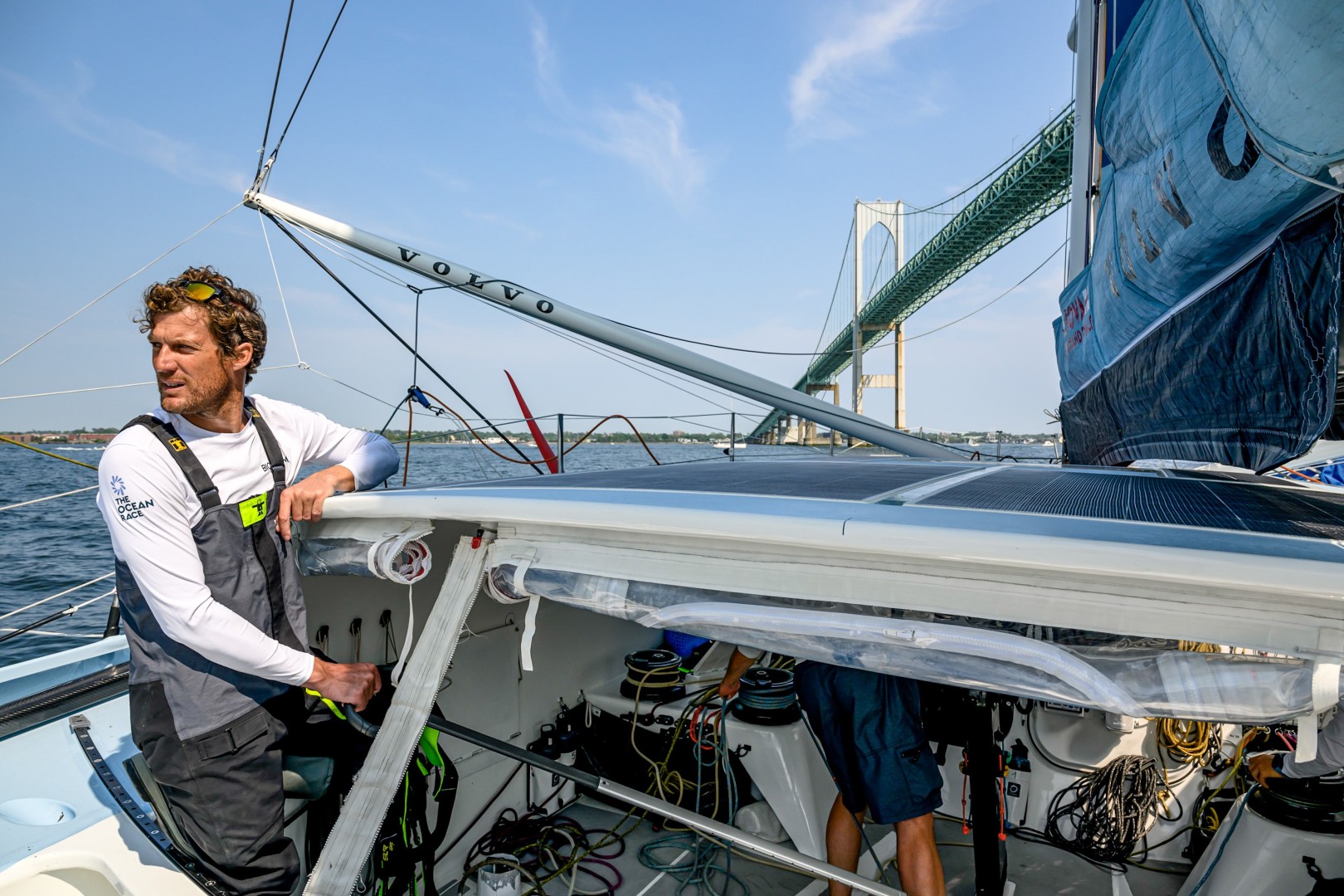 The Ocean Race 2022-23 - 21 May 2023, Leg 5, Day 1 onboard Biotherm. Skipper Paul Meilhat checking the fleet to make a decision during Newport In-Port Race.
© Anne Beauge / Biotherm / The Ocean Race