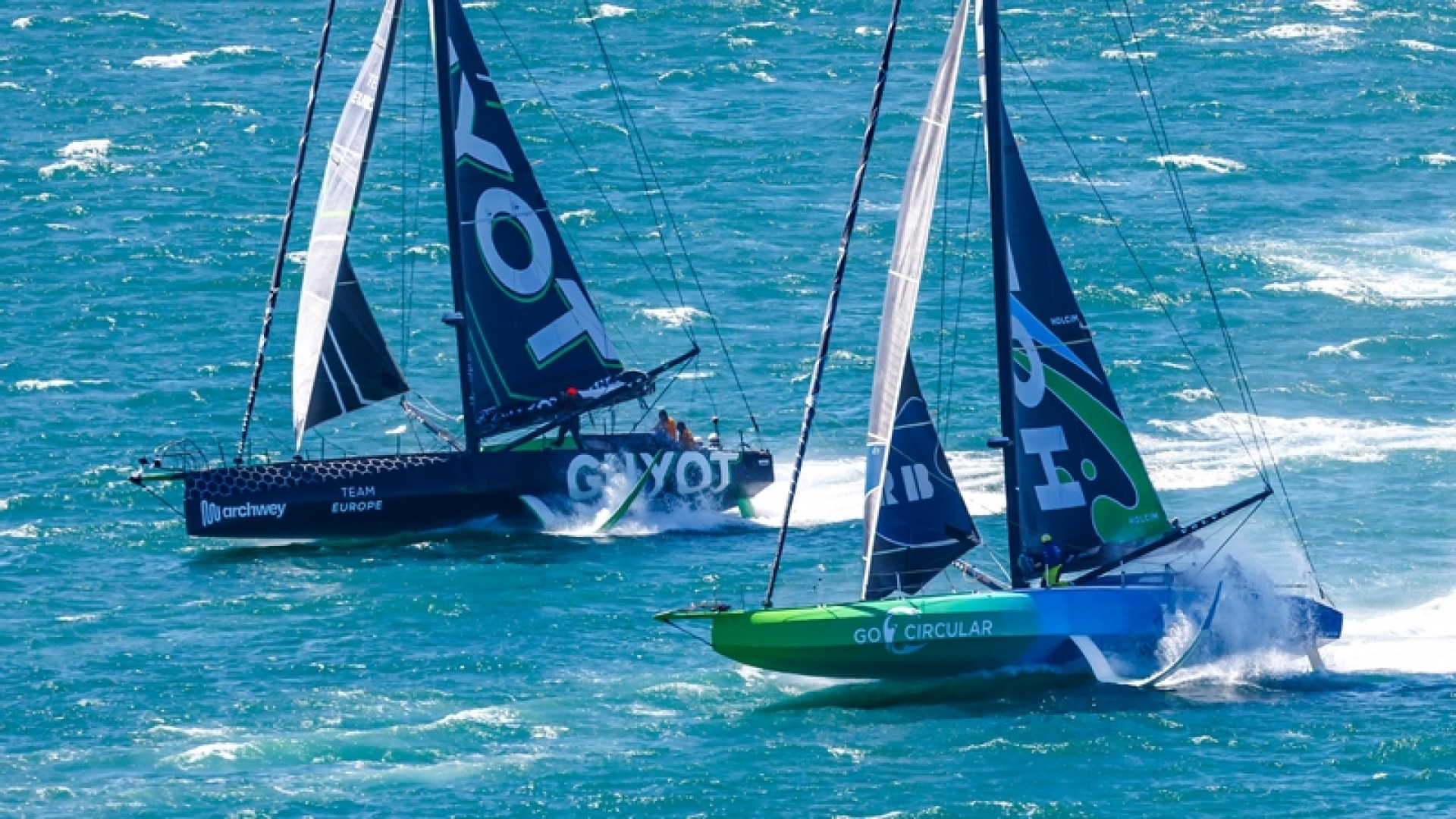 The Ocean Race 2022-23 - 26 February 2023, Start of Leg 3 in Cape Town. GUYOT environnement - Team Europe and Team Holcim - PRB.
© Sailing Energy / The Ocean Race
