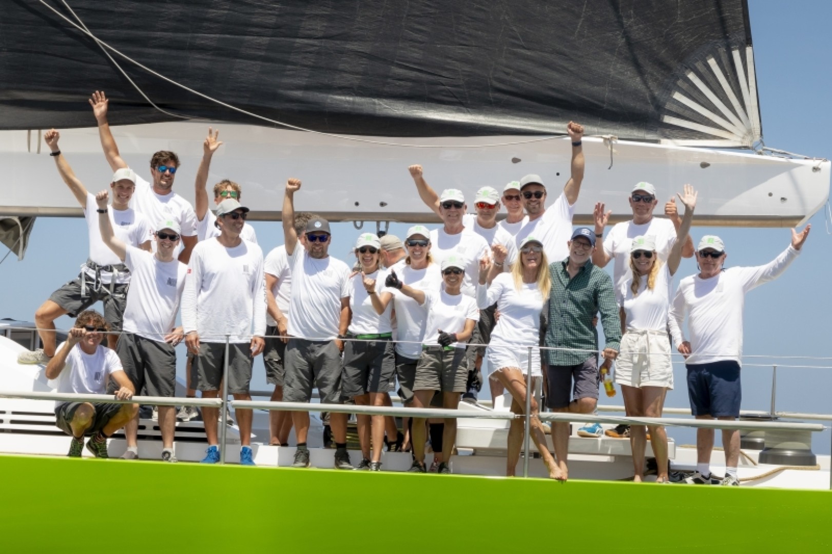 The Inoui crew celebrate their victory, Giorgio Armani SuperSuperyacht Regatta 2023. Photo credits: YCCS/Studio Borlenghi