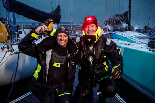 Thomas Bonnier and his co-pilot David Prono finished the Rolex Fastnet Race in high spirits having won IRC Two and IRC Two-Handed on board their JPK 1030 Juzzy © Paul Wyeth/www.pwpictures.com