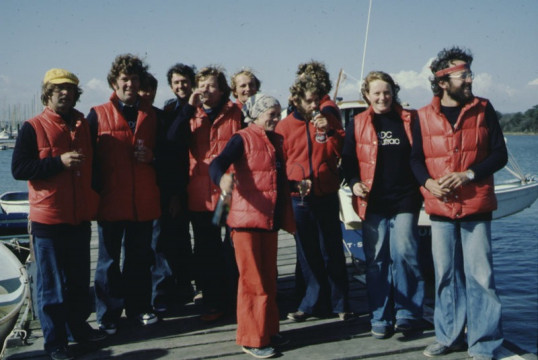 British skipper Clare Francis MBE and the crew of ADC Accutrac together in 1977 Whitbread. They're looking forward to meeting the crew of Translated 9 at the Whitbread Reunion on Sept 5th in the MDL Race village. Photo Credit: Dr Nick Milligan.