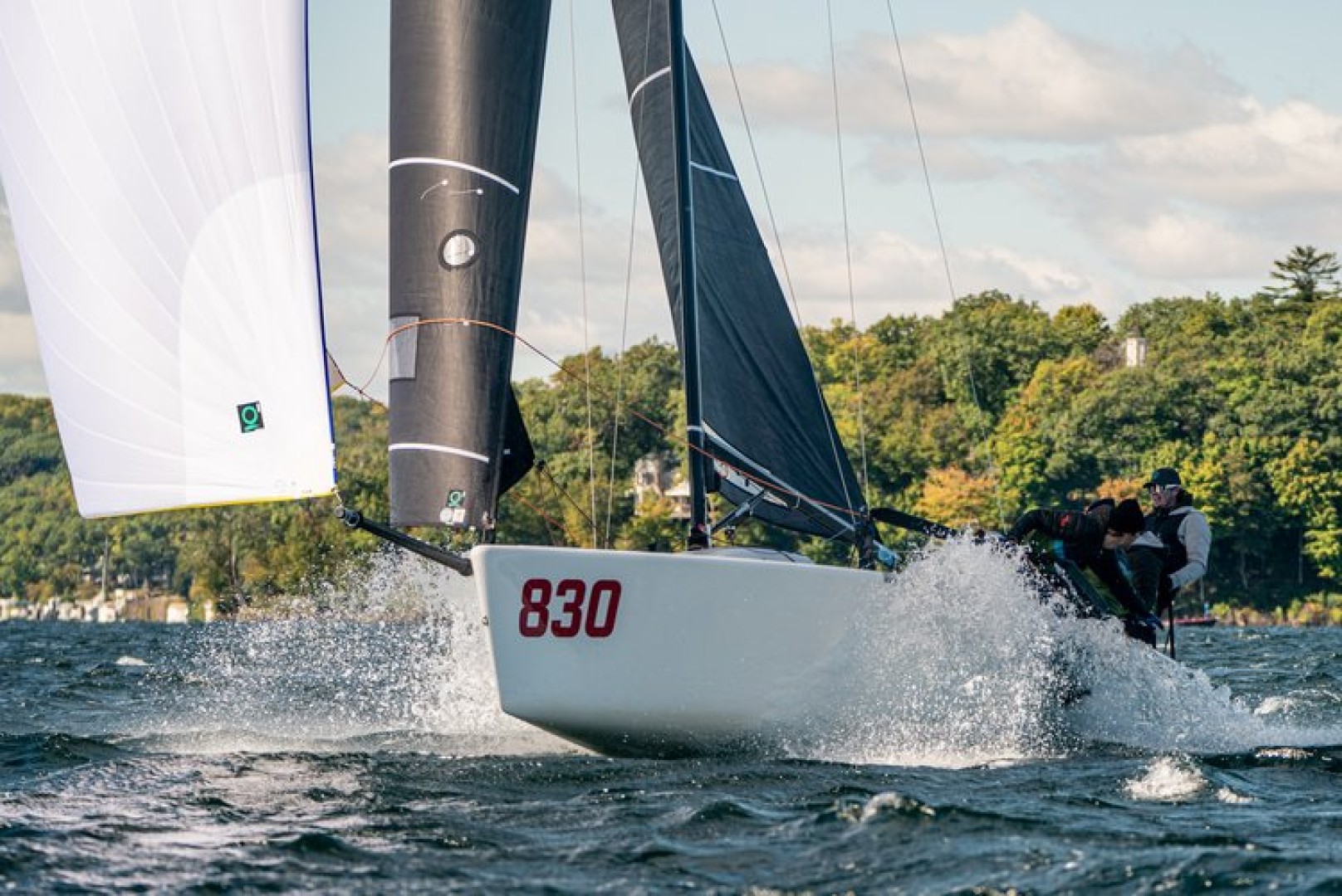 Straightarrow, a supersonic Melges 24 owned by USM24CA Vice President Chelsea Simms and Midwest District Governor George 'Bear' Peet blasts downwind on Lake Geneva in Wisconsin.
Photo by Morgan Kinney, courtesy of Melges Performance Sailboats
