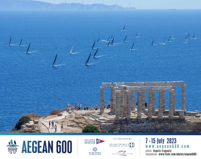 The 3,000-yearold Temple of Poseidon on Cape Sounio overlooks the start and finish lines of the the Aegean 600