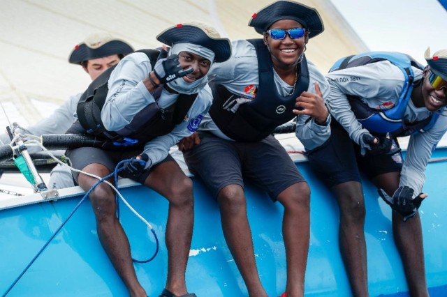 Celebrating youth sailing on Axxess Marine Youth 2 Keel Race Day at Antigua Sailing Week © Paul Wyeth/pwpictures.com