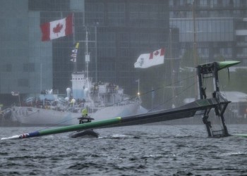 Starkwind und Sturm beim SailGP Event vor Halifax