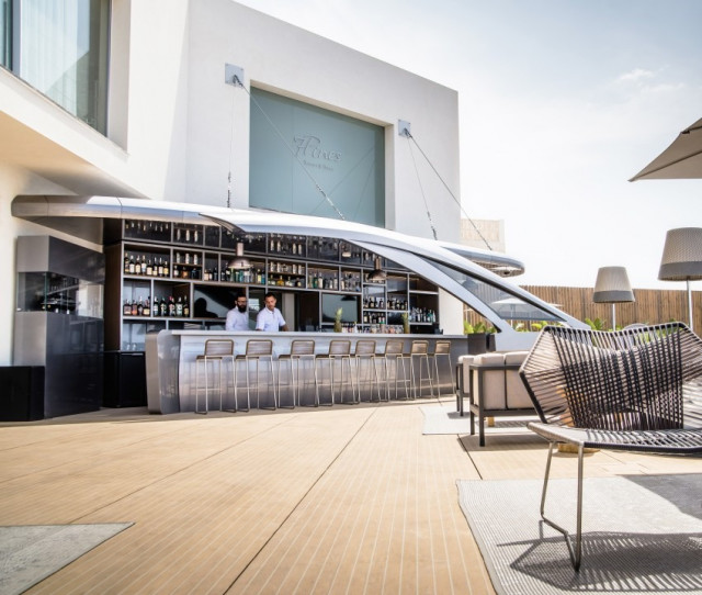Pershing Yacht terrace at 7 Pines Resort Ibiza: the place to be