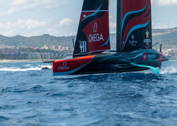 Emirates Team New Zealand’s Taihoro has first sail in Barcelona