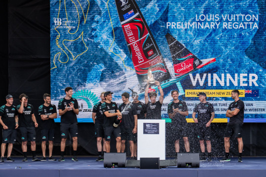 Emirates Team New Zealand win the Louis Vuitton Preliminary Regatta