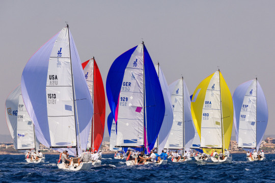 J/70 fleet sailing in Palma. © Nico Martínez/Copa del Rey