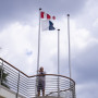 AP over alpha pennants hoisted on the YCCS flagpole, signalling the cancellation of racing for today, ﻿Maxi Yacht Rolex Cup 2024. Photo credit: YCCS/Daniele Macis