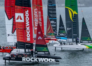 SailGP Los Angeles practice in split fleet format